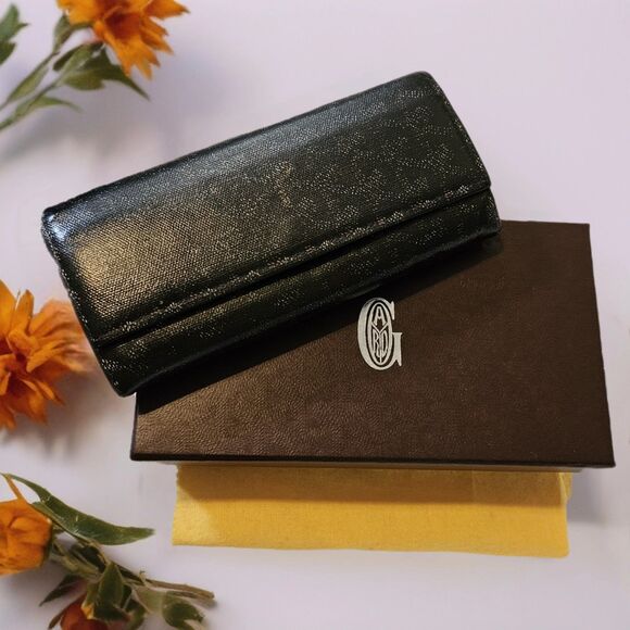 Goyard (Authentic) Goyardine Black Chevron Varenne Continental Long Wallet & Box - Picture 1 of 14